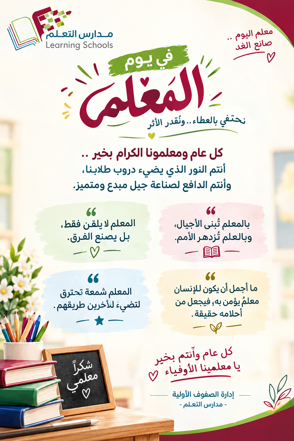شكراً مربي الأجيال وصانع المستقبل